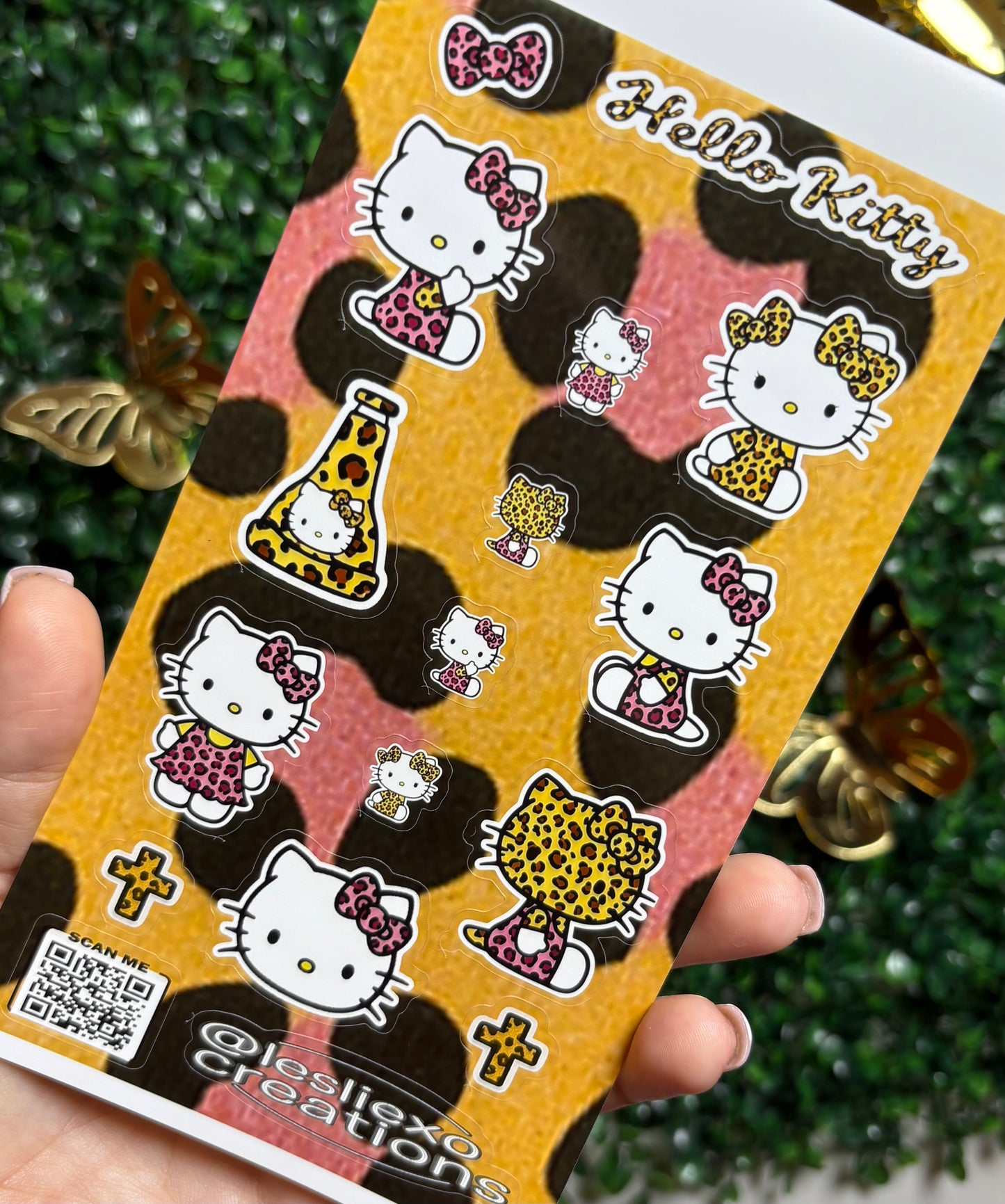 Cheetah Hello Kitty Sticker Sheet