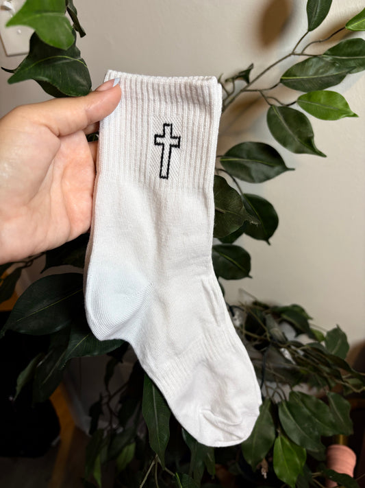 White Cross Socks
